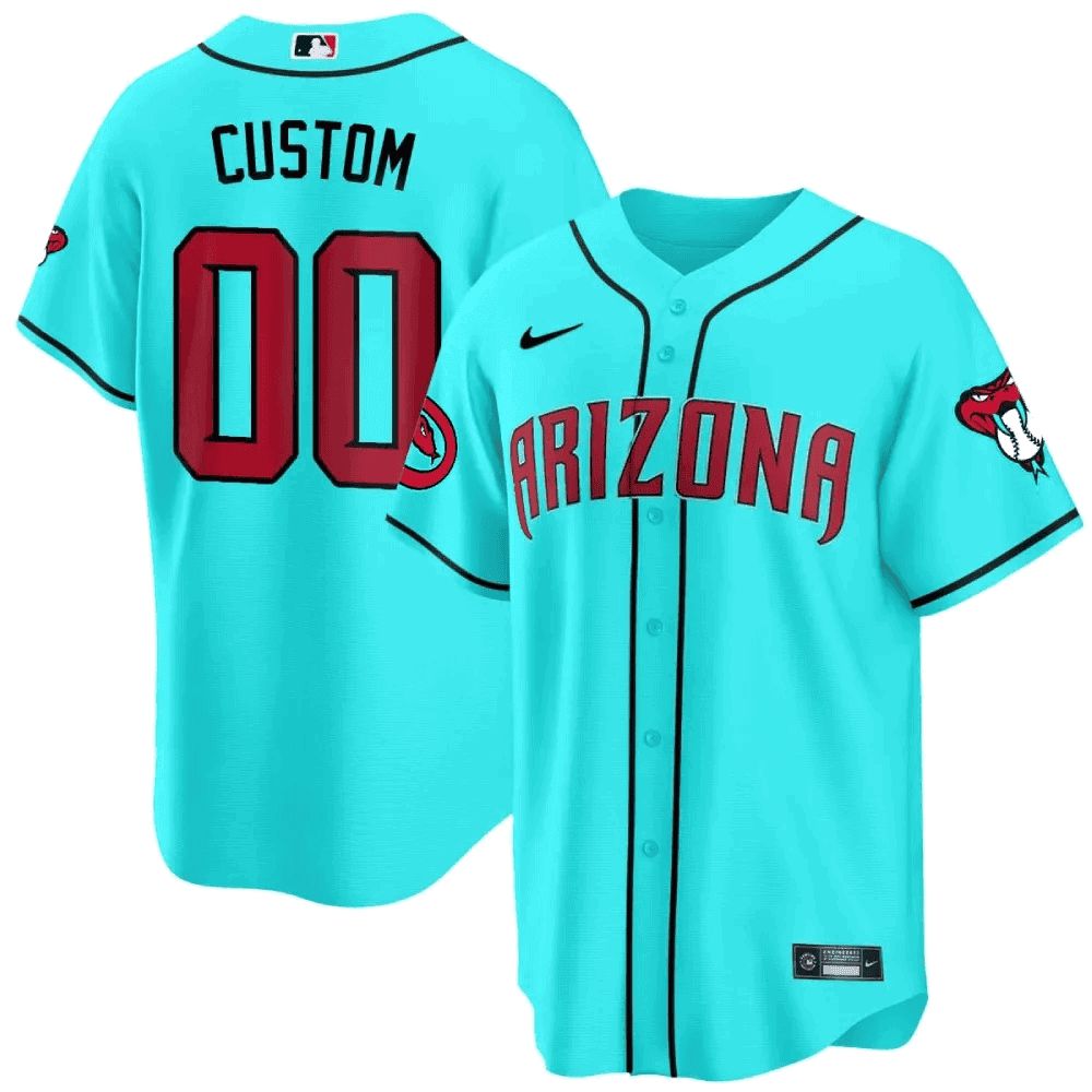 Men Arizona Diamondback Light Blue Nike 2024 Cool Base Custom MLB Jersey style 1